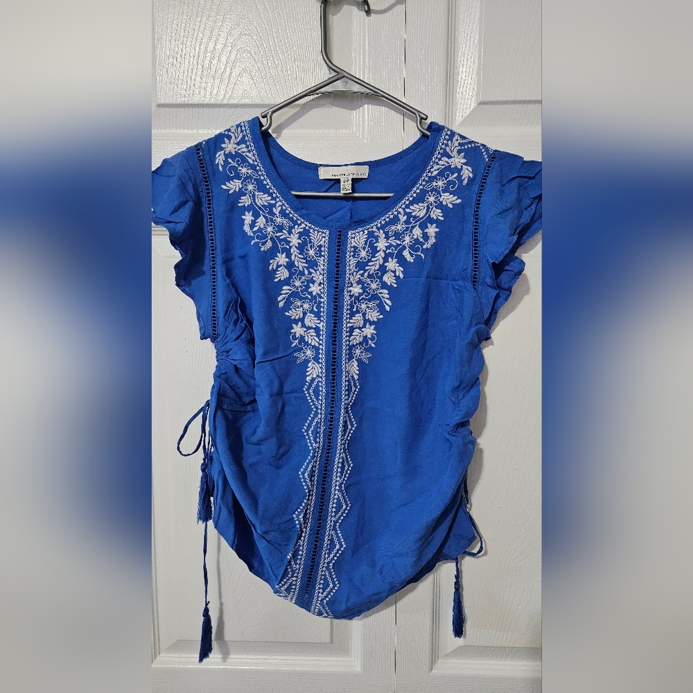 Blue Embroidered Blouse